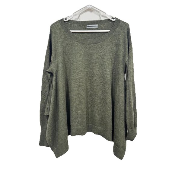 Anthropologie Dark Green Boxy Cropped Merino Wool Pullover Sweater Women’s M - Picture 3 of 11